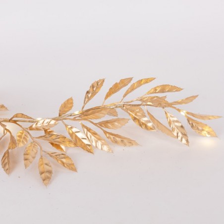 ΦΩΤΙΖΟΜΕΝΗ ΓΙΡΛΑΝΤΑ ME ΧΡΥΣΑ ΦΥΛΛΑ ΕΛΙΑΣ 150CM, 30 ΘΕΡΜΑ ΛΕΥΚΑ MINI LED, ΜΠΑΤΑΡΙΑΣ 2XAA, ΠΡΟΕΚΤΑΣΗ ΠΑΡΟΧΗΣ 50CM, IP20 600-22549