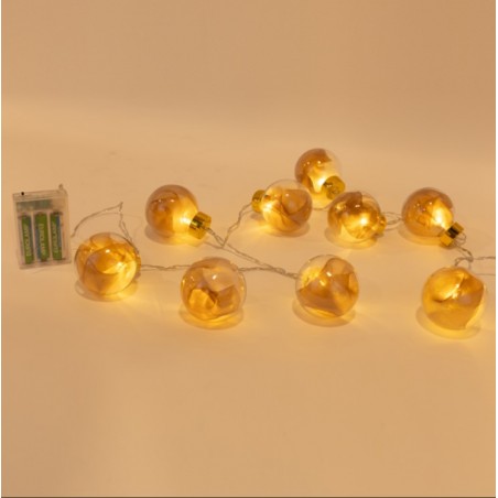 ΣΕΙΡΑ 10 LED ΔΙΑΚΟΣΜΗΤΙΚEΣ ΜΠΑΛΕΣ ΜΕ ΡΟΖ ΧΡΥΣΟ ΥΦΑΣΜΑ , ΜΠΑΤΑΡΙΑΣ 600-03055