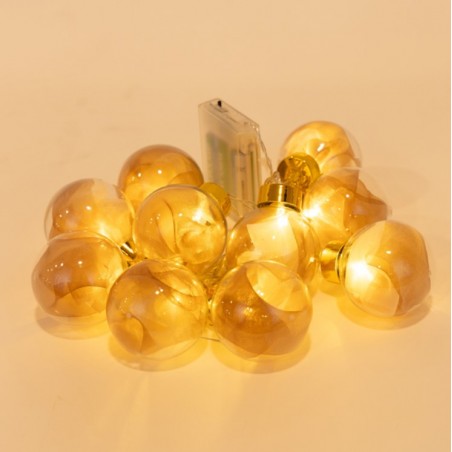 ΣΕΙΡΑ 10 LED ΔΙΑΚΟΣΜΗΤΙΚEΣ ΜΠΑΛΕΣ ΜΕ ΡΟΖ ΧΡΥΣΟ ΥΦΑΣΜΑ , ΜΠΑΤΑΡΙΑΣ 600-03055