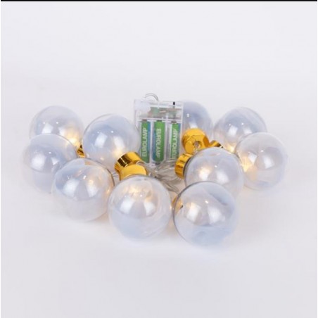 EUROLAMP ΣΕΙΡΑ 10 LED ΔΙΑΚΟΣΜΗΤΙΚEΣ ΜΠΑΛΕΣ ΜΕ ΑΣΗΜΙ ΥΦΑΣΜΑ , ΜΠΑΤΑΡΙΑΣ 600-03056