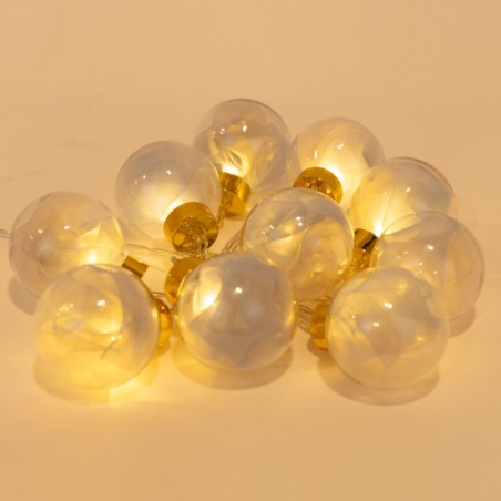 EUROLAMP ΣΕΙΡΑ 10 LED ΔΙΑΚΟΣΜΗΤΙΚEΣ ΜΠΑΛΕΣ ΜΕ ΑΣΗΜΙ ΥΦΑΣΜΑ , ΜΠΑΤΑΡΙΑΣ 600-03056