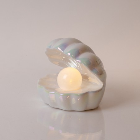 EUROLAMP ΚΕΡΑΜΙΚΟ ΜΑΡΓΑΡΙΤΑΡΙ, ΛΕΥΚΟ, ΦΩΤΙΖΟΜΕΝΟ, ΜΠΑΤΑΡΙΑΣ, 1 ΘΕΡΜΟ ΛΕΥΚΟ LED, 14.7x12.5x14cm 600-41217