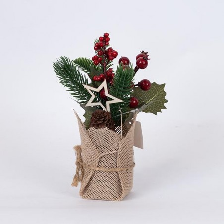 EUROLAMP DISPLAY BOX, ΓΛΑΣΤΡΑΚΙ ΜΕ ΑΣΤΕΡΑΚΙ ΚΑΙ ΚΟΚΚΙΝΑ BERRIES, 12TMX, 22cm600-46115