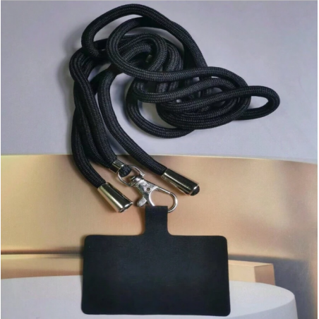 STRAP ΛΑΙΜΟΥ ΜΑΥΡΟ ΚΟΡΔΟΝΙ ΓΙΑ ΚΙΝΗΤΟ ΜΕ PAD