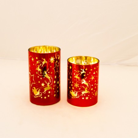 ΓΥΑΛΙΝΟ ΔΙΑΚΟΣΜΗΤΙΚΟ, KOKKINO, ΦΩΤΙΖΟΜΕΝΟ, ΜΕ ΑΣΤΕΡΑΚΙΑ, 9x16cm 600-46063