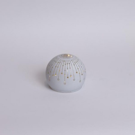 EUROLAMP ΓΥΑΛΙΝΗ ΔΙΑΚΟΣΜΗΤΙΚΗ ΜΠΑΛΑ, ΛΕΥΚΗ ΜΑΤ, ΦΩΤΙΖΟΜΕΝΗ, ΜΕ ΑΣΤΕΡΑΚΙΑ, 10cm 600-46067