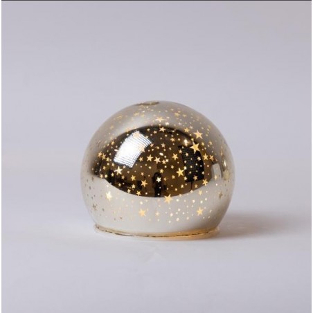 EUROLAMP ΓΥΑΛΙΝΗ ΔΙΑΚΟΣΜΗΤΙΚΗ ΜΠΑΛΑ, ΧΡΥΣΗ, ΦΩΤΙΖΟΜΕΝΗ, ΜΕ ΑΣΤΕΡΑΚΙΑ, 10cm, 600-46071