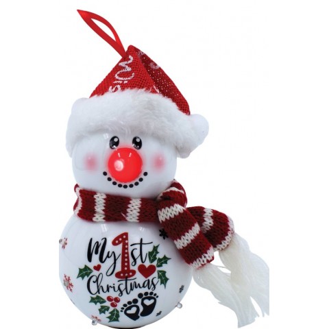 LIANOS ΚΟΚΚΙΝΗ ΠΛΑΣΤΙΚΗ ΧΡΙΣΤΟΥΓΕΝΝΙΑΤΙΚΗ ΜΠΑΛΑ MY FIRST CHRISTMAS ΜΕ LED ΦΩΣ ΜΠΑΤΑΡΙΑΣ 8x8x15CM ( 224289 )