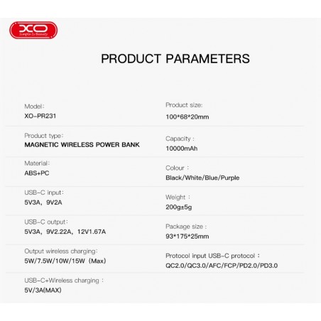 XO PR231 MAG SAFE IPHONE 15W WIRELESS+PD20W POWERBANK, 10000MAH, ΓΑΛΑΖΙΟ