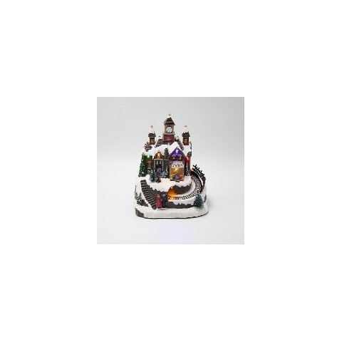 EUROLAMP ΣΤΑΘΜΟΣ, ΜΕ ΧΡΙΣΤΟΥΓΕΝΝΙΑΤΙΚΟ ΤΡΕΝΑΚΙ, ΦΩΤΙΖΟΜΕΝΟ, ΜΠΑΤΑΡΙΑΣ, 19x15x23cm (600-48106)