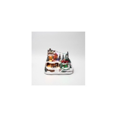 EUROLAMP ΧΡΙΣΤΟΥΓΕΝΝΙΑΤΙΚΟ ΧΩΡΙΟ, ΜΕ ΔΥΟ ΚΙΝΗΣΕΙΣ, ΦΩΤΙΖΟΜΕΝΟ, ΜΠΑΤΑΡΙΑΣ, 23.5x16x17cm (600-48105)