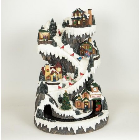 EUROLAMP ΧΩΡΙΟ ΜΕ ΧΙΟΝΟΔΡΟΜΙΚΗ ΠΙΣΤΑ ΚΑΙ ΤΡΕΝΑΚΙ, ΜΕ ΜΕΤΑΣΧΗΜΑΤΙΣΤΗ, ΜΕ ΜΟΥΣΙΚΗ ΚΑΙ ΚΙΝΗΣΗ, 40x41,5x58,5cm (600-46325)