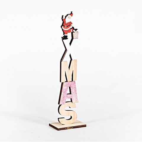 EUROLAMP ΞΥΛΙΝΟ ΕΠΙΤΡΑΠΕΖΙΟ ΔΙΑΚΟΣΜΗΤΙΚΟ, XMAS, ΜΕ ΑΓΙΟ ΒΑΣΙΛΗ, 8x5x30cm (600-45224)