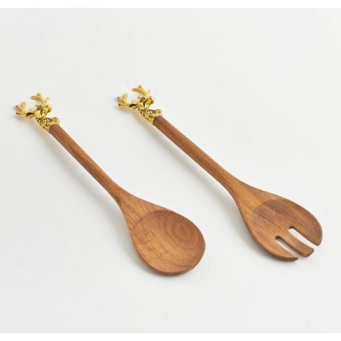 EUROLAMP ΞΥΛΙΝΗ ΚΟΥΤΑΛΑ, ΑΚΑΚΙΑΣ, ΜΕ ΧΡΥΣΟ ΤΑΡΑΝΔΑΚΙ, ΣΕΤ 2ΤΜΧ (600-44335)