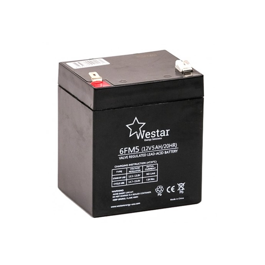 WESTAR ΜΠΑΤΑΡΙΑ ΜΟΛΥΒΔΟΥ 12V 5Ah T2 ΦΑΡΔΥΣ ΠΟΛΟΣ