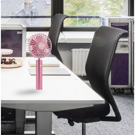 EUROLAMP ΑΝΕΜΙΣΤΗΡΑΣ ΧΕΙΡΟΣ ΕΠΑΝΑΦΟΡΤΙΖΟΜΕΝΟΣ ΜΕ USB Φ10 2000mAh ΡΟΖ 300-20552