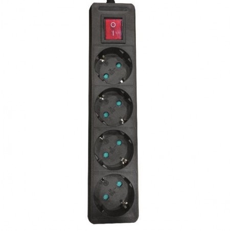 EUROLAMP ΠΟΛΥΠΡΙΖΟ 4 ΘΕΣΕΩΝ ΜΕ ΚΑΛΩΔΙΟ ΚΑΙ ΔΙΑΚΟΠΤΗ 3X1,5mm 1,5m ΜΑΥΡΟ ΜΕ ΠΡΟΣΤΑΣΙΑ ΕΠΑΦΩΝ 147-62262