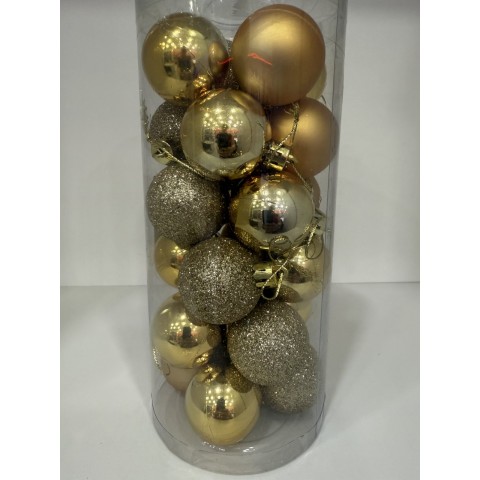 ΣΕΤ ΧΡΙΣΤΟΥΓΕΝΝΙΑΤΙΚΕΣ ΜΠΑΛΕΣ ΜΙΚΡΕΣ, 24 ΤΕΜΑΧΙΑ, ΧΡΩΜΑ ΧΡΥΣΕΣ