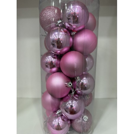 ΣΕΤ ΧΡΙΣΤΟΥΓΕΝΝΙΑΤΙΚΕΣ ΜΠΑΛΕΣ ΜΕΓΑΛΕΣ, 24 ΤΕΜΑΧΙΑ, ΧΡΩΜΑ ΡΟΖ