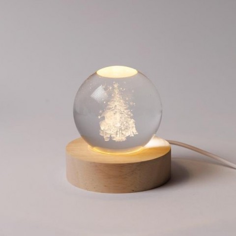 EUROLAMP ΦΩΤΙΖΟΜΕΝΗ ΜΠΑΛΑ 6cm, ΑΓΙΟΣ ΒΑΣΙΛΗΣ ΜΕ ΧΡΙΣΤΟΥΓΕΝΝΙΑΤΙΚΟ ΔΕΝΤΡΟ, USB, ΘΕΡΜΑ ΛΕΥΚΑ LED, IP20 (600-47055)