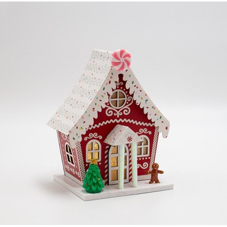 EUROLAMP ΧΑΡΤΙΝΟ ΣΠΙΤΑΚΙ, ΚΟΚΚΙΝΟ ΜΕ ΜΠΙΣΚΟΤΟΥΛΗ, ΦΩΤΙΖΟΜΕΝΟ, 12.5x10.5x16cm (600-47751)