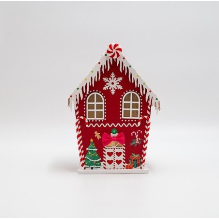 EUROLAMP ΧΑΡΤΙΝΟ ΣΠΙΤΑΚΙ, ΚΟΚΚΙΝΟ ΜΕ CANDY, ΦΩΤΙΖΟΜΕΝΟ, 15x10.5x21.5cm (600-47755)