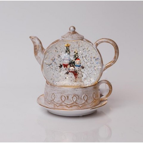 EUROLAMP ΦΩΤΙΖΟΜΕΝΗ ΛΕΥΚΗ ΤΣΑΓΙΕΡΑ, ΜΕ ΝΕΡΟ ΣΤΟ ΕΣΩΤΕΡΙΚΟ, ΘΕΡΜΟ ΛΕΥΚΟ LED, 19*15*19cm, IP20 (600-47217)