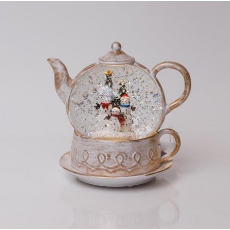 EUROLAMP ΦΩΤΙΖΟΜΕΝΗ ΛΕΥΚΗ ΤΣΑΓΙΕΡΑ, ΜΕ ΝΕΡΟ ΣΤΟ ΕΣΩΤΕΡΙΚΟ, ΘΕΡΜΟ ΛΕΥΚΟ LED, 19*15*19cm, IP20 (600-47217)