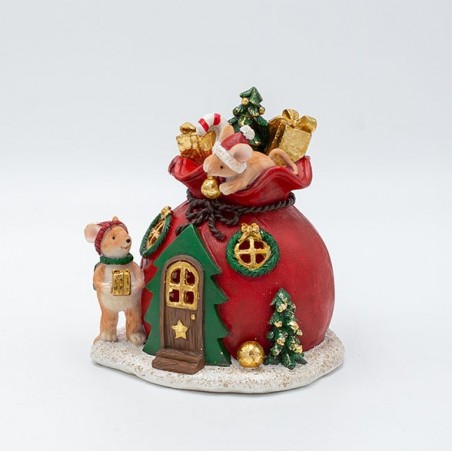 EUROLAMP ΔΙΑΚΟΣΜΗΤΙΚΟ ΠΟΛΥΡΕΖΙΝ, ΣΠΙΤΑΚΙ ΜΕ ΠΟΝΤΙΚΑΚΙΑ, ΦΩΤΙΖΟΜΕΝΟ, 12x13cm (600-46965)