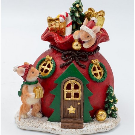 EUROLAMP ΔΙΑΚΟΣΜΗΤΙΚΟ ΠΟΛΥΡΕΖΙΝ, ΣΠΙΤΑΚΙ ΜΕ ΠΟΝΤΙΚΑΚΙΑ, ΦΩΤΙΖΟΜΕΝΟ, 12x13cm (600-46965)