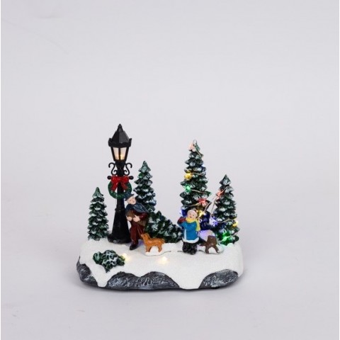 EUROLAMP ΧΡΙΣΤΟΥΓΕΝΝΙΑΤΙΚΗ ΠΑΡΑΣΤΑΣΗ ΜΕ ΠΑΙΔΑΚΙΑ, ΔΕΝΤΡΑΚΙ ΚΑΙ ΣΚΥΛΑΚΙ, ΜΠΑΤΑΡΙΑΣ, 16x9.5x14cm (600-48070)