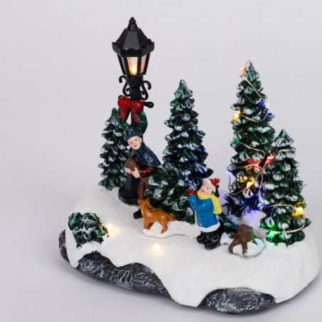 EUROLAMP ΧΡΙΣΤΟΥΓΕΝΝΙΑΤΙΚΗ ΠΑΡΑΣΤΑΣΗ ΜΕ ΠΑΙΔΑΚΙΑ, ΔΕΝΤΡΑΚΙ ΚΑΙ ΣΚΥΛΑΚΙ, ΜΠΑΤΑΡΙΑΣ, 16x9.5x14cm (600-48070)
