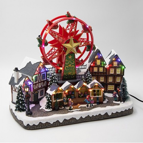 EUROLAMP ΧΡΙΣΤΟΥΓΕΝΝΙΑΤΙΚΗ ΠΛΑΤΕΙΑ, ΜΕ ΡΟΔΑ, ΜΕ ΜΕΤΑΣΧΗΜΑΤΙΣΤΗ, 40x21x31cm (600-48107)