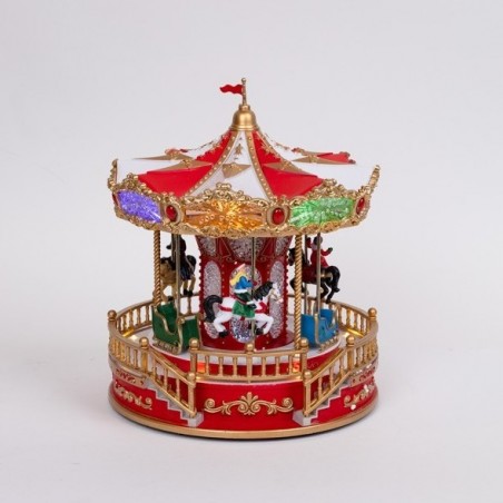 EUROLAMP ΚΑΡΟΥΖΕΛ, ΚΟΚΚΙΝΟ ΧΡΥΣΟ, ΜΕ ΜΟΥΣΙΚΗ, ΚΙΝΗΣΗ ΚΑΙ ΦΩΣ, ΜΕ ΜΕΤΑΣΧΗΜΑΤΙΣΤΗ, 23.2x23x2x28x2cm (600-48075)