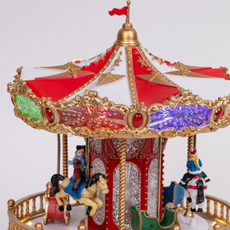 EUROLAMP ΚΑΡΟΥΖΕΛ, ΚΟΚΚΙΝΟ ΧΡΥΣΟ, ΜΕ ΜΟΥΣΙΚΗ, ΚΙΝΗΣΗ ΚΑΙ ΦΩΣ, ΜΕ ΜΕΤΑΣΧΗΜΑΤΙΣΤΗ, 23.2x23x2x28x2cm (600-48075)