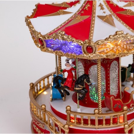 EUROLAMP ΚΑΡΟΥΖΕΛ, ΚΟΚΚΙΝΟ ΧΡΥΣΟ, ΜΕ ΜΟΥΣΙΚΗ, ΚΙΝΗΣΗ ΚΑΙ ΦΩΣ, ΜΕ ΜΕΤΑΣΧΗΜΑΤΙΣΤΗ, 23.2x23x2x28x2cm (600-48075)