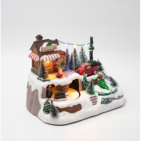 EUROLAMP ΧΡΙΣΤΟΥΓΕΝΝΙΑΤΙΚΟ ΧΩΡΙΟ, ΜΕ ΔΥΟ ΚΙΝΗΣΕΙΣ, ΦΩΤΙΖΟΜΕΝΟ, ΜΠΑΤΑΡΙΑΣ, 23.5x16x17cm (600-48105)