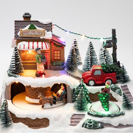 EUROLAMP ΧΡΙΣΤΟΥΓΕΝΝΙΑΤΙΚΟ ΧΩΡΙΟ, ΜΕ ΔΥΟ ΚΙΝΗΣΕΙΣ, ΦΩΤΙΖΟΜΕΝΟ, ΜΠΑΤΑΡΙΑΣ, 23.5x16x17cm (600-48105)