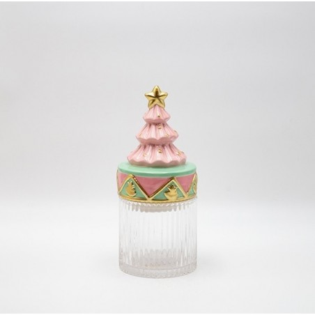 EUROLAMP ΜΠΙΣΚΟΤΙΕΡΑ ΜΕ ΡΟΖ ΚΑΠΑΚΙ, ΧΡΙΣΤΟΥΓΕΝΝΙΑΤΙΚΟ ΔΕΝΤΡΟ, ΔΙΑΚΟΣΜΗΤΙΚΗ, 11x25cm (600-47024)