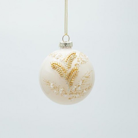 EUROLAMP ΓΥΑΛΙΝΗ ΜΠΑΛΑ, ΜΠΕΖ ΜΕ 3D ΧΡΥΣΑ ΦΥΛΛΑ, ΣΕΤ 4ΤΜΧ, 8cm (600-47463)