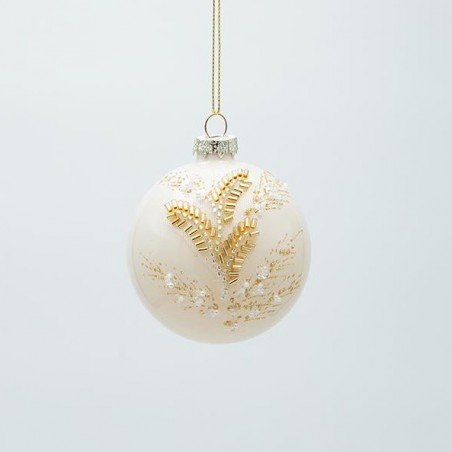 EUROLAMP ΓΥΑΛΙΝΗ ΜΠΑΛΑ, ΜΠΕΖ ΜΕ 3D ΧΡΥΣΑ ΦΥΛΛΑ, ΣΕΤ 4ΤΜΧ, 8cm (600-47463)