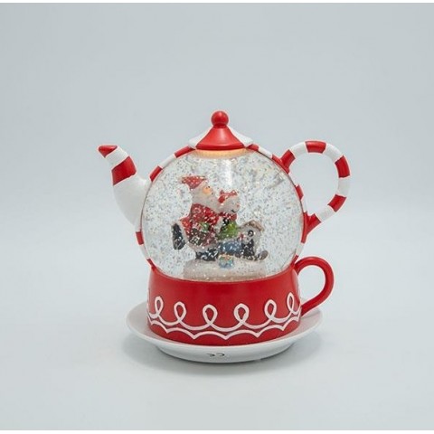 EUROLAMP ΤΣΑΓΙΕΡΑ ΜΕ ΑΓΙΟ ΒΑΣΙΛΗ, CANDY, ΜΕ ΝΕΡΟ ΣΤΟ ΕΣΩΤΕΡΙΚΟ, ΦΩΤΙΖΟΜΕΝΗ, ΜΠΑΤΑΡΙΑΣ, TIMER, 19x15x19cm 600-48146