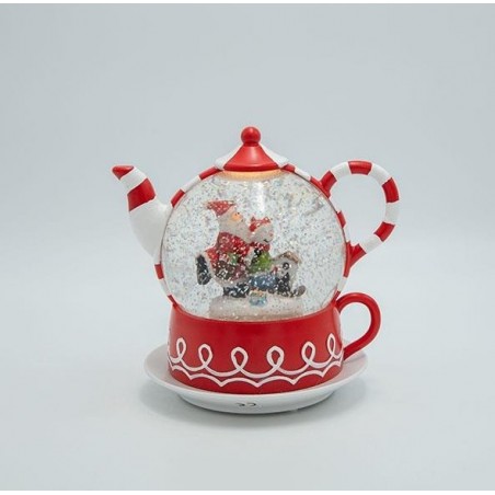 EUROLAMP ΤΣΑΓΙΕΡΑ ΜΕ ΑΓΙΟ ΒΑΣΙΛΗ, CANDY, ΜΕ ΝΕΡΟ ΣΤΟ ΕΣΩΤΕΡΙΚΟ, ΦΩΤΙΖΟΜΕΝΗ, ΜΠΑΤΑΡΙΑΣ, TIMER, 19x15x19cm 600-48146