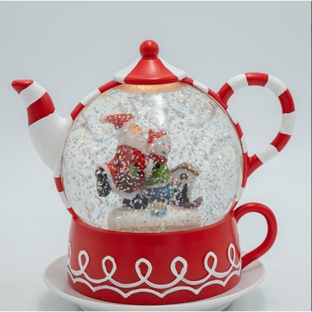 EUROLAMP ΤΣΑΓΙΕΡΑ ΜΕ ΑΓΙΟ ΒΑΣΙΛΗ, CANDY, ΜΕ ΝΕΡΟ ΣΤΟ ΕΣΩΤΕΡΙΚΟ, ΦΩΤΙΖΟΜΕΝΗ, ΜΠΑΤΑΡΙΑΣ, TIMER, 19x15x19cm 600-48146