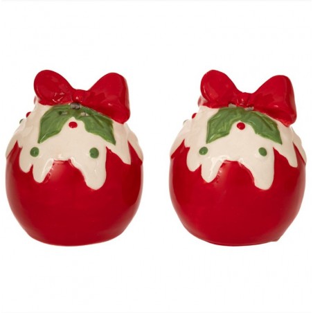 Iliadis Χριστουγεννιάτικο Σετ Αλατοπίπερο Κεραμικό Κόκκινο Μ7xΠ5xΦ5εκ. (90948)