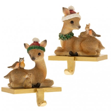 Iliadis Χριστουγεννιάτικη Κρεμάστρα Τζακιού Με Καφέ Ελαφάκια 10.5Χ9Χ13cm (86668)