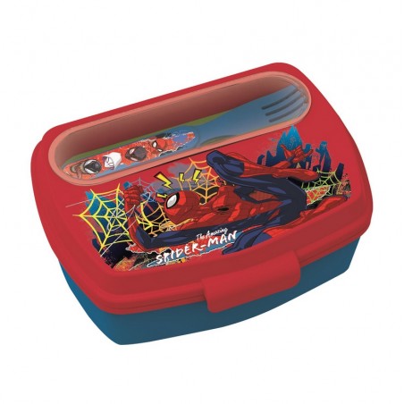Stor: Marvel Spiderman Moving Target - Funny Sandwich Box With Cutlery (83509)