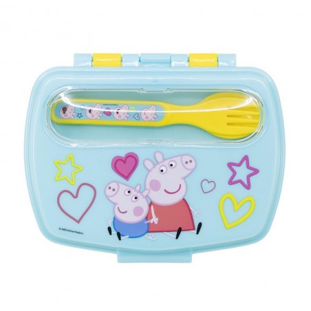 Stor: Peppa Pig Core 2022 - Funny Sandwich Box With Cutlery (13909)