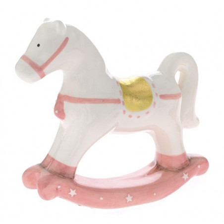 Iliadis Άσπρο Ροζ Κεραμικό Αλογάκι 15Χ4Χ14cm (81533)