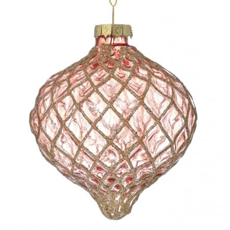 Iliadis Κρεμαστό Στολίδι Δάκρυ Γυάλινο Ροζ 8cm, Σετ των 6 Τεμαχίων (83159)